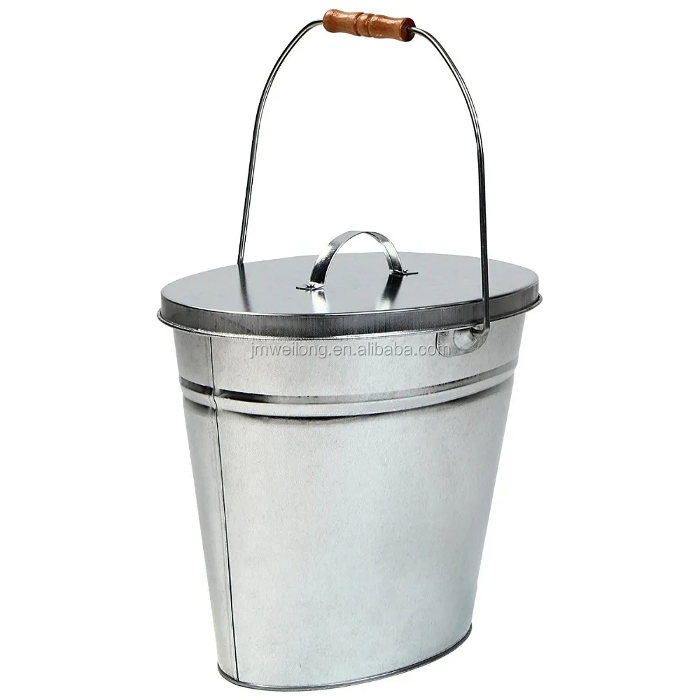 Ash Bucket (silver) 15 L Capacity Iron Ash Bucket Can With Lid