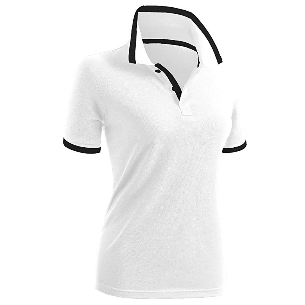 women's white short sleeve polo shirt