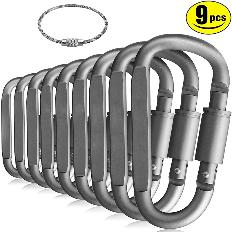 Details about   10PCS/SET Key Chain Clip D-Ring Locking Hooks Carabiner Aluminum Camping HikiXJ 