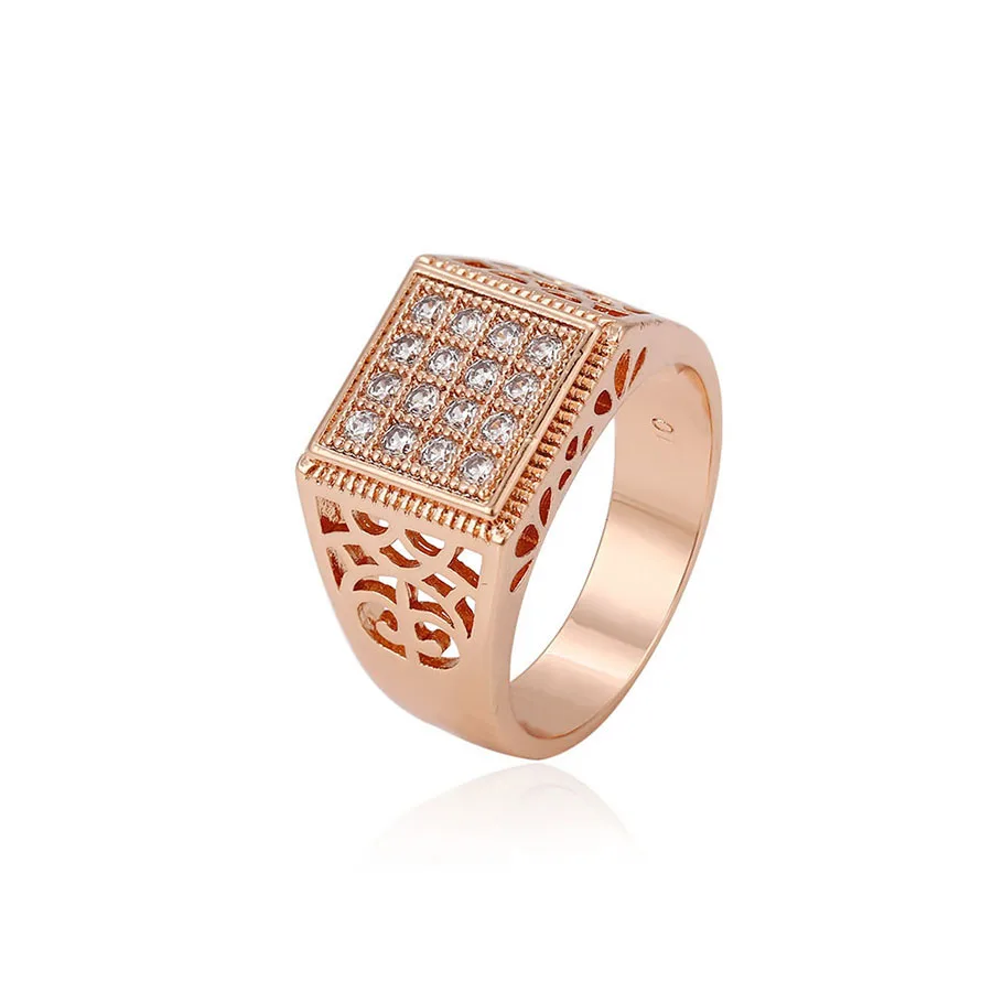 

14478 Xuping fashion jewelry anelli uomo zircon pave set rose gold men finger ring, Rose gold colour