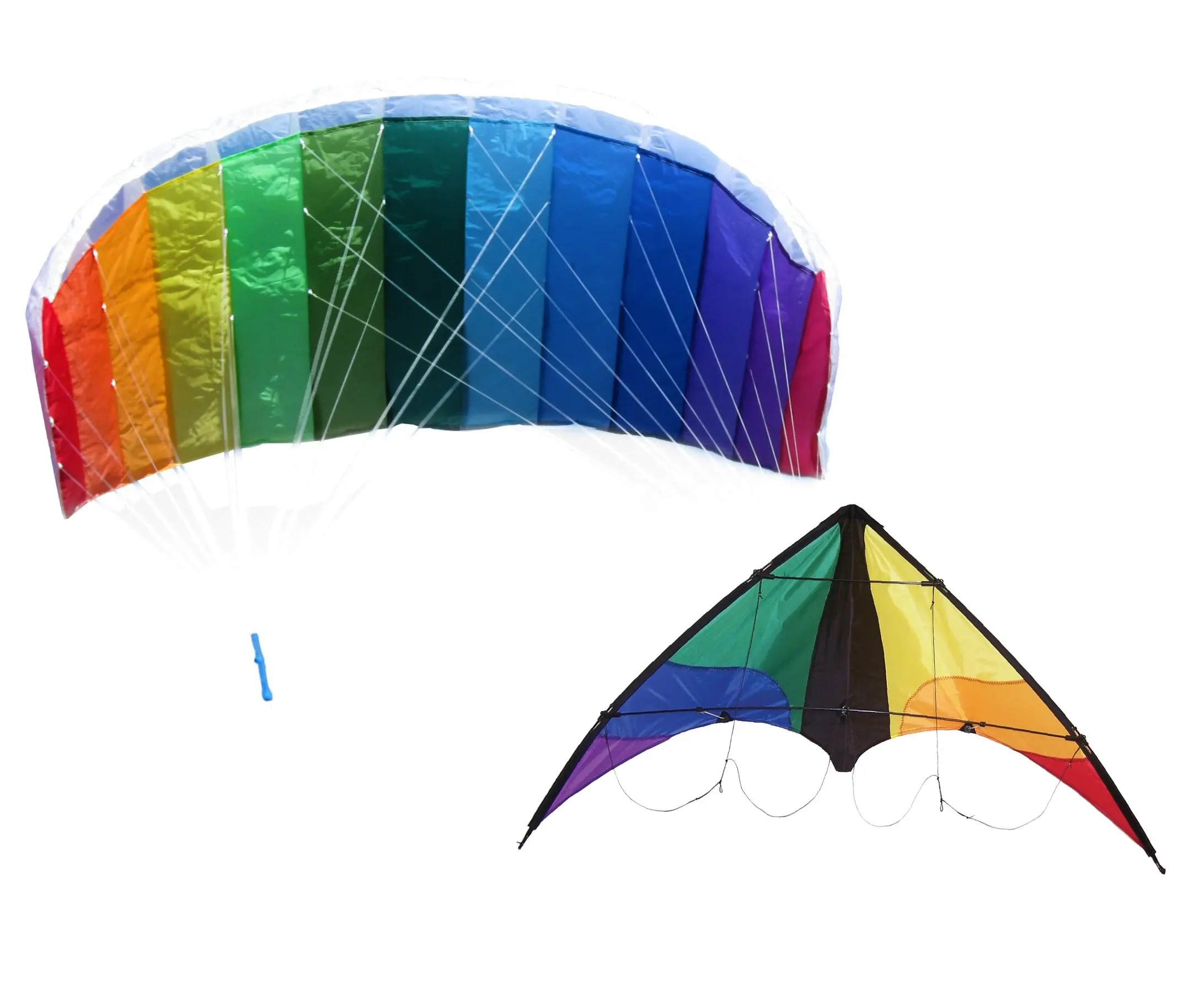 Maven Gifts: In The Breeze 2-Pack Kite Bundle – Colorwave 2-Line Stunt Kite, 48-Inch x 26-Inch with Rainbow Sport Air Foil Kite, 62-Inch x 27-Inch