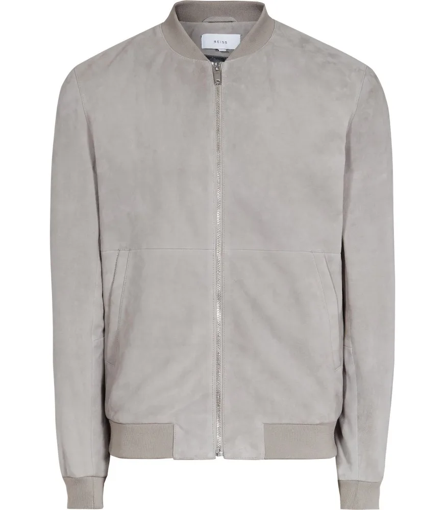 grey suede bomber jacket men