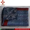 Hand Embroidered Cotton Sari Indigo Hand Block Print Throw