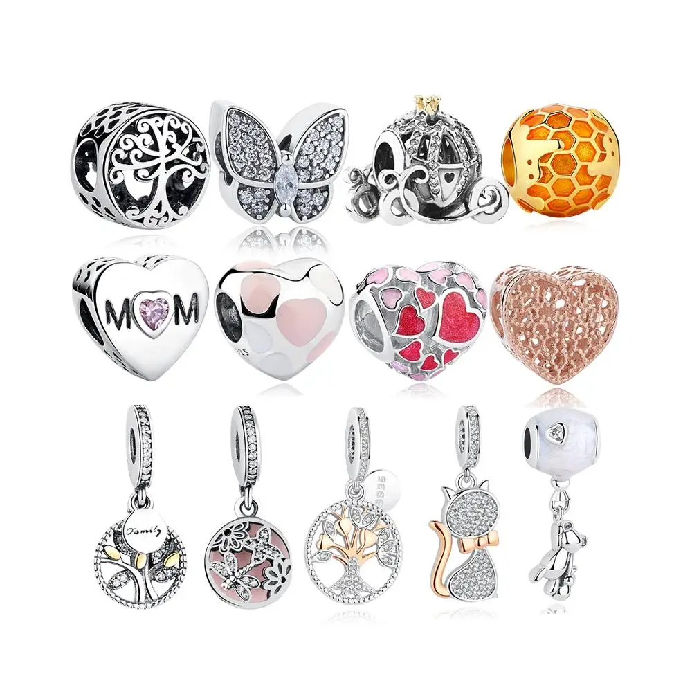 

Authentic 925 Sterling Silver European Star Crown Heart Charms Beads Fit Original Charm Bracelet DIY Jewelry Mother's Day Gift
