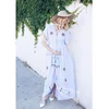 Maternity Floral Embroidered Button Up Wrap Maxi Dress Blooming lovely Drawstring Waist Fringed Sleeve Kimono Cover Up Kaftan