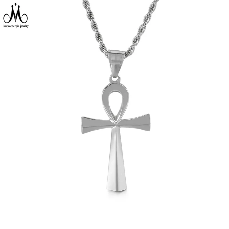 

Silver Color Glossy Ankh Cross Eternal Protection Jewelry Men Pendant Stainless Steel Accessories, Gold/ silver