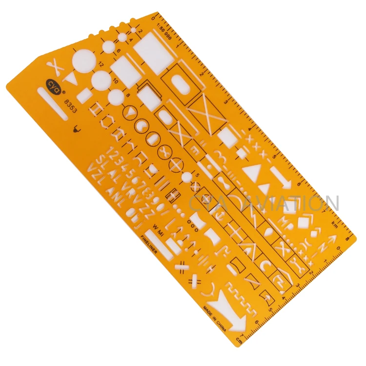 

Flexible Plastic Army Military Tactical Map Marking Stencil Symbols Drawing Drafting Template Stencil, Orange