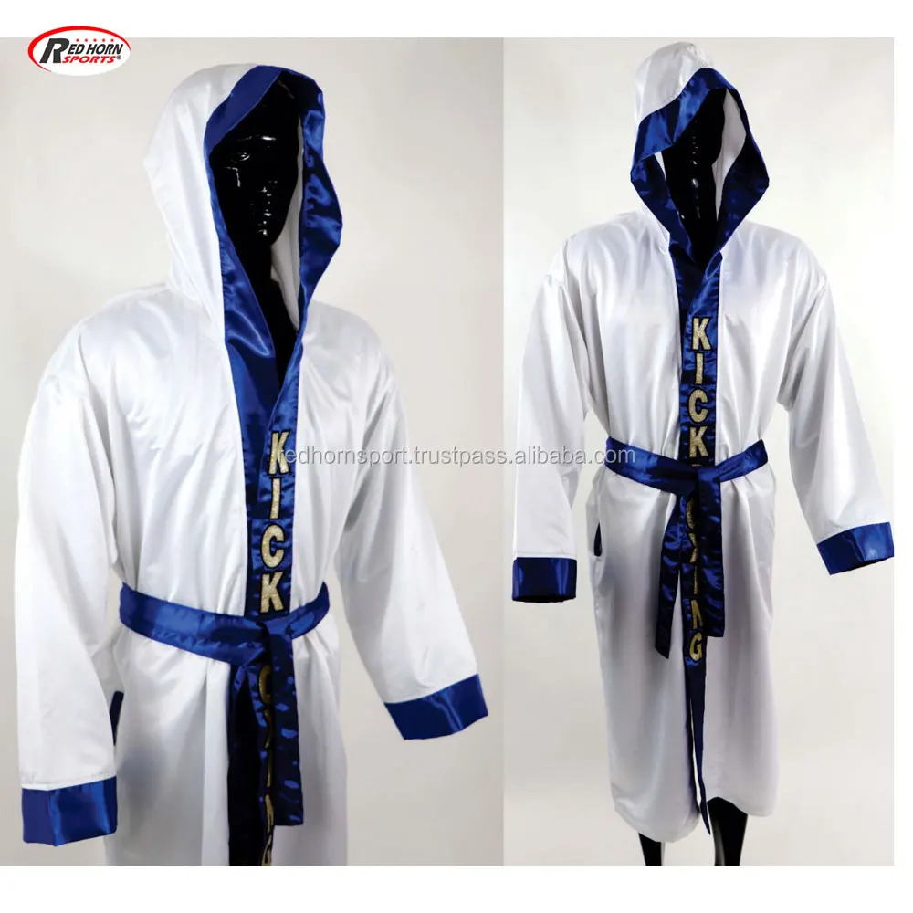 Custom Made Satin Embroidered Boxing Robe With Hood Buy Silk Boxing