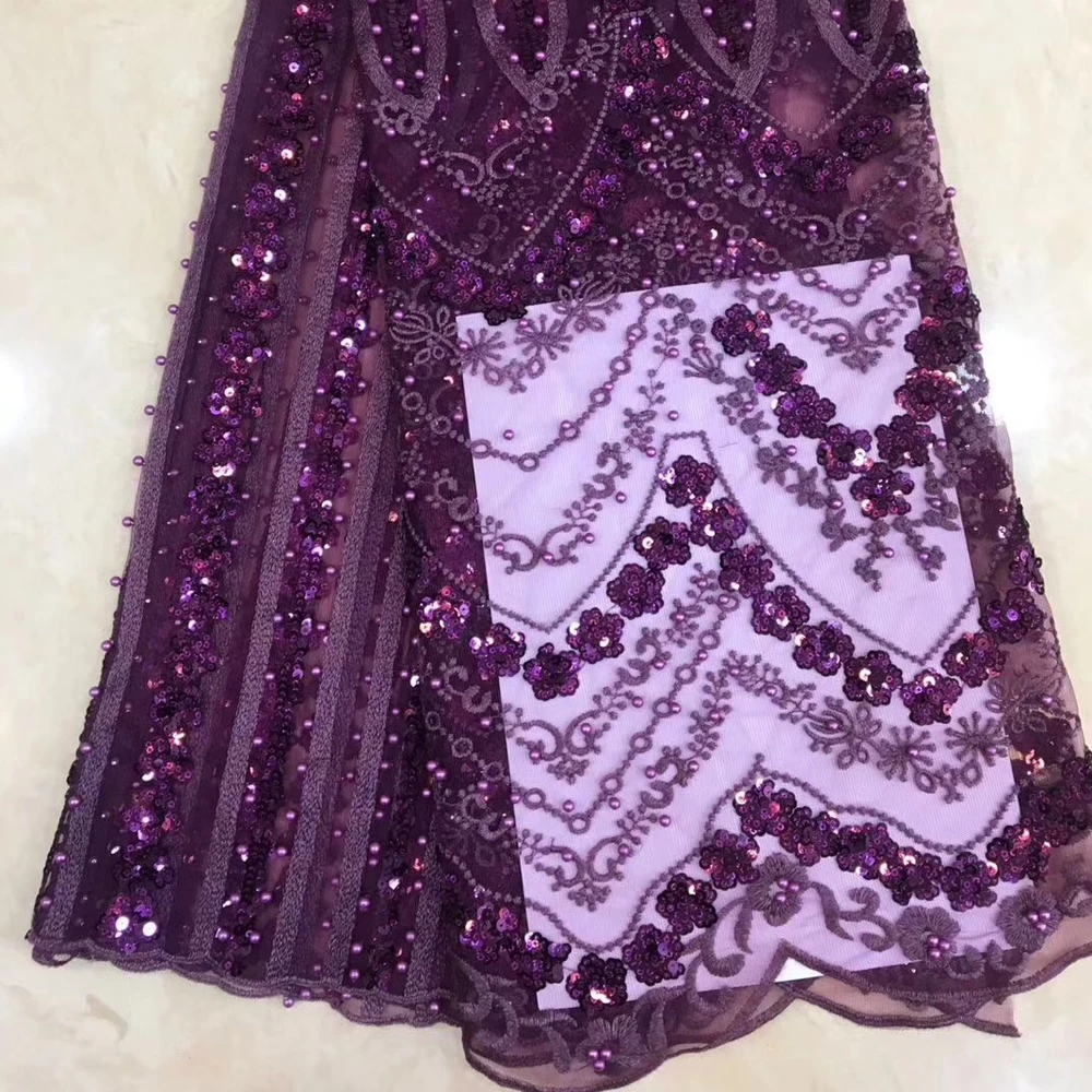 

Newest Fashion african design CCL-9N1741 Bridal purple full sequins french lace for wedding, N/a