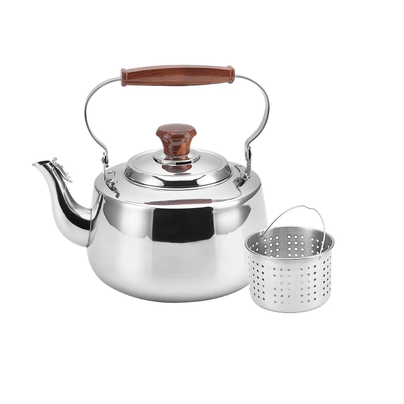 
Wood grain bakelite handle stainless steel whistling water tea kettle 