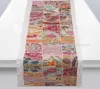 White Table Runner Cotton Hand Embroidered Boho Bohemian Colorful Patchwork Indian Wedding Decoration Decor Tapestry