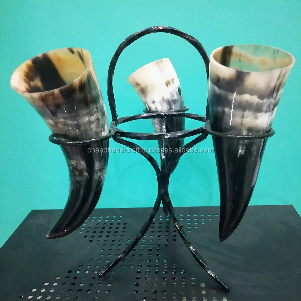 Drinking Horn Set With Iron Stand New Design Buy Drinking Horn,Viking
