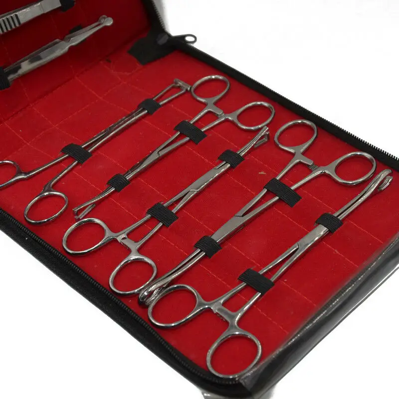 Professional Body Piercing Tools Kit 10 Pcs Pliersclampsforceps With Pu Leather Case Buy 