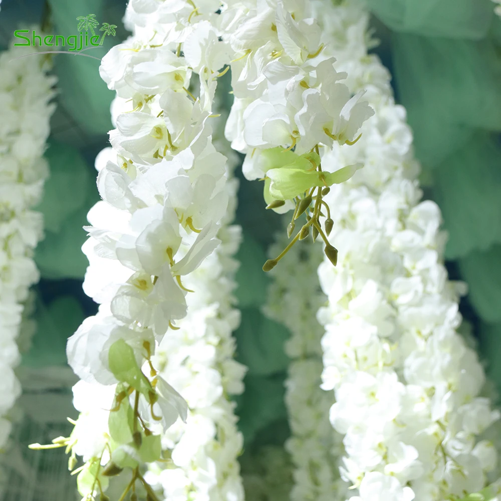 Wholesale Indoor Silk White Artificial Wisteria Vines Hanging Flowers For Wedding Decoration
