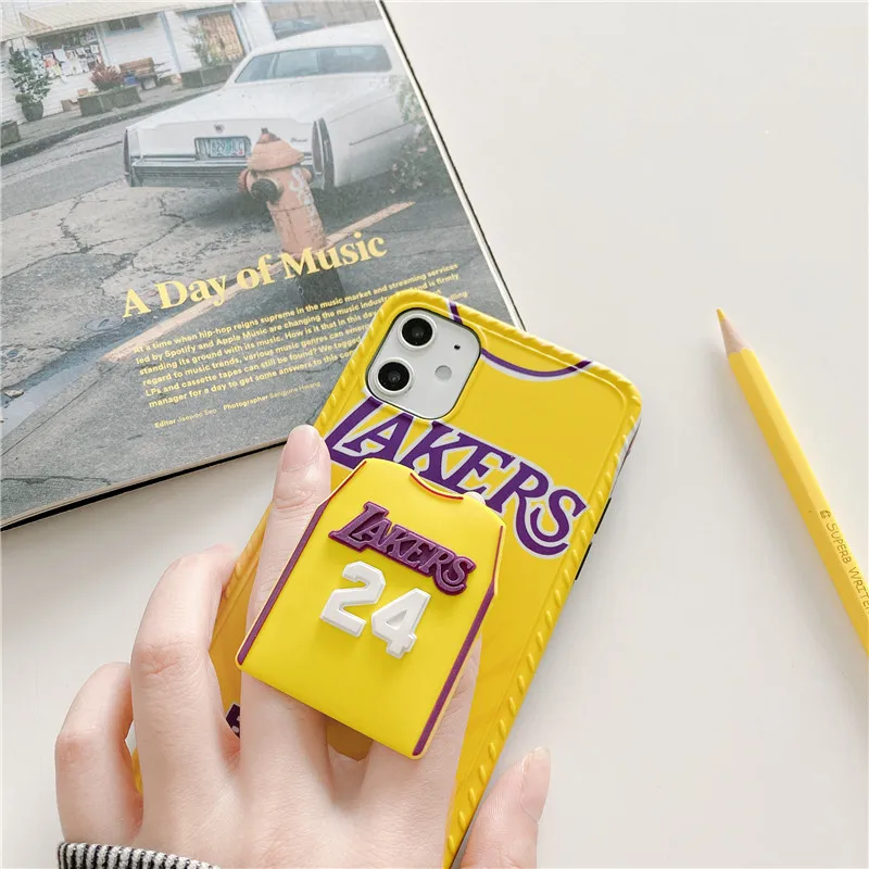 

2021 New design NO 8 24 kobe bryant jersey silicone phone case with holder for iphone 11/xsmax/ xr/8plus/6 case, 2 colors