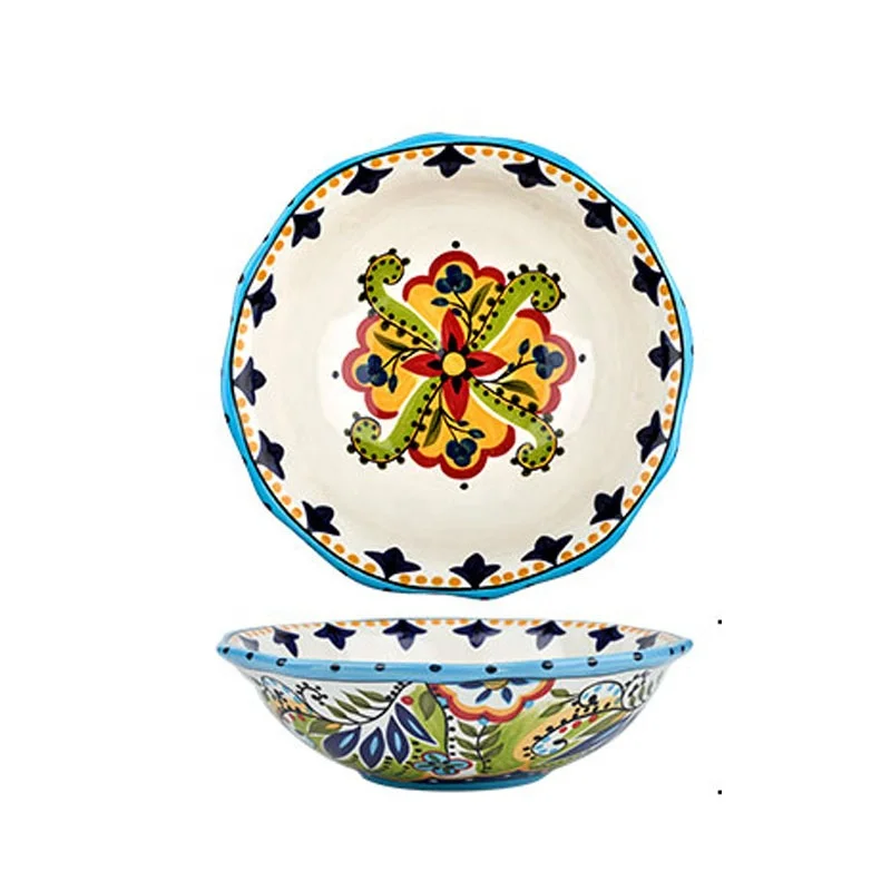 

Hand-painted fine pottery western porcelain dinner bowl salad fruit bowl