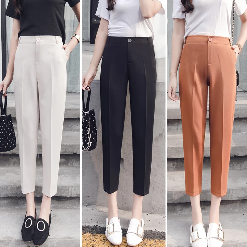 

2020 Wholesale New Design Office Wear Harem pants Women Fashion Long Pants Cropped Pants