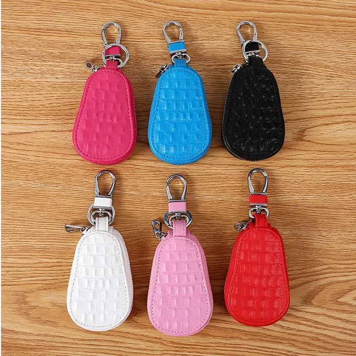 

New Arrivals Crocodile Patterns Leather Car Key Chain Case for Ladies in Stock, Black pink,rose, white,blue,red.