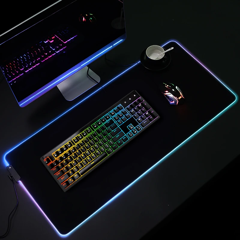 

Custom Stock Large XXL Cloth Extended Blank Sublimation RGB LED Gaming Gamer Mat Mouspad Mousepad Mouse Pad, Blank black