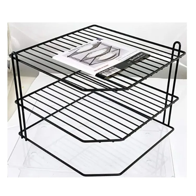 3 Tier Iron Black Corner Plate Kitchen Cupboard Organizer,Storage Rack Buy Corner Shelf Plate