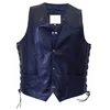 Genuine Leather Dark Blue Knight Leather Vest