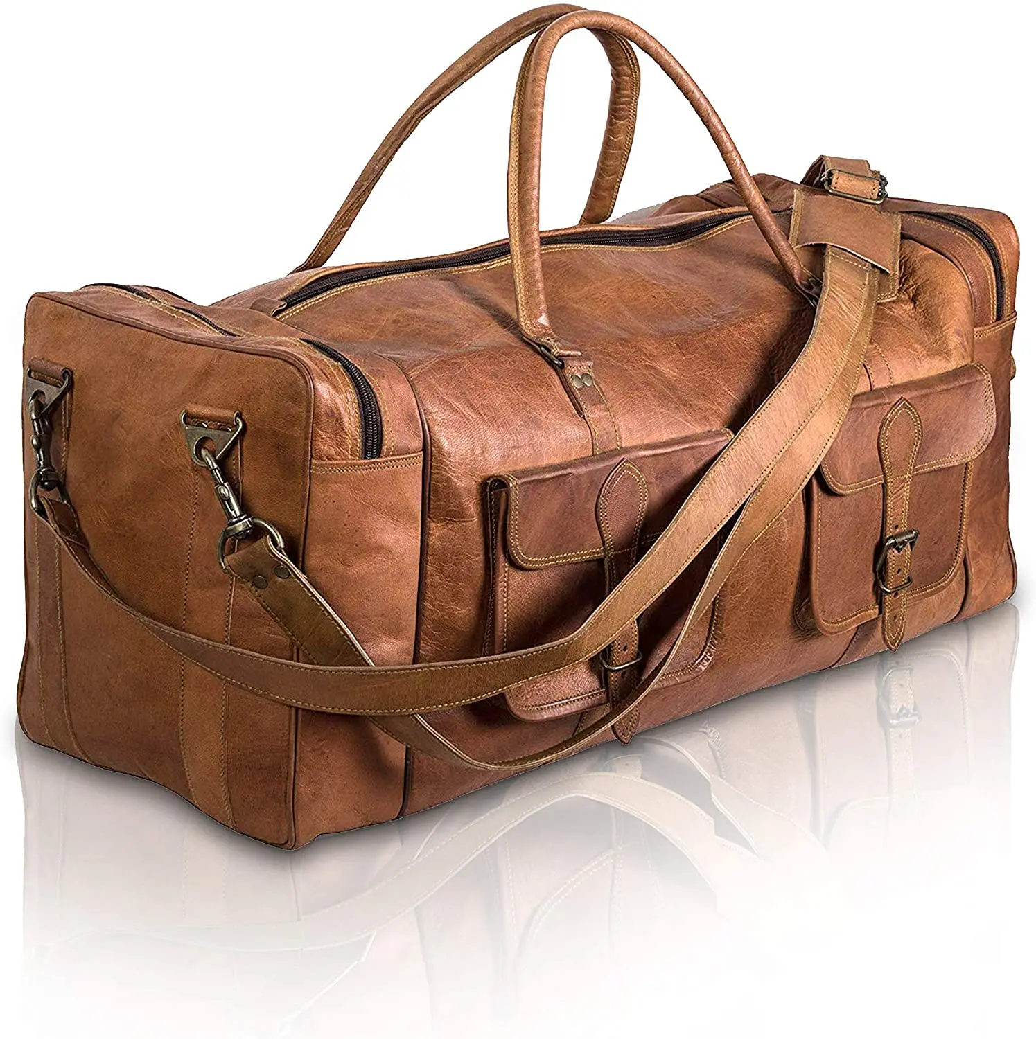 Martin Leather Bag Genuine Travel Men Duffle Vintage Weekend Luggage Overnight