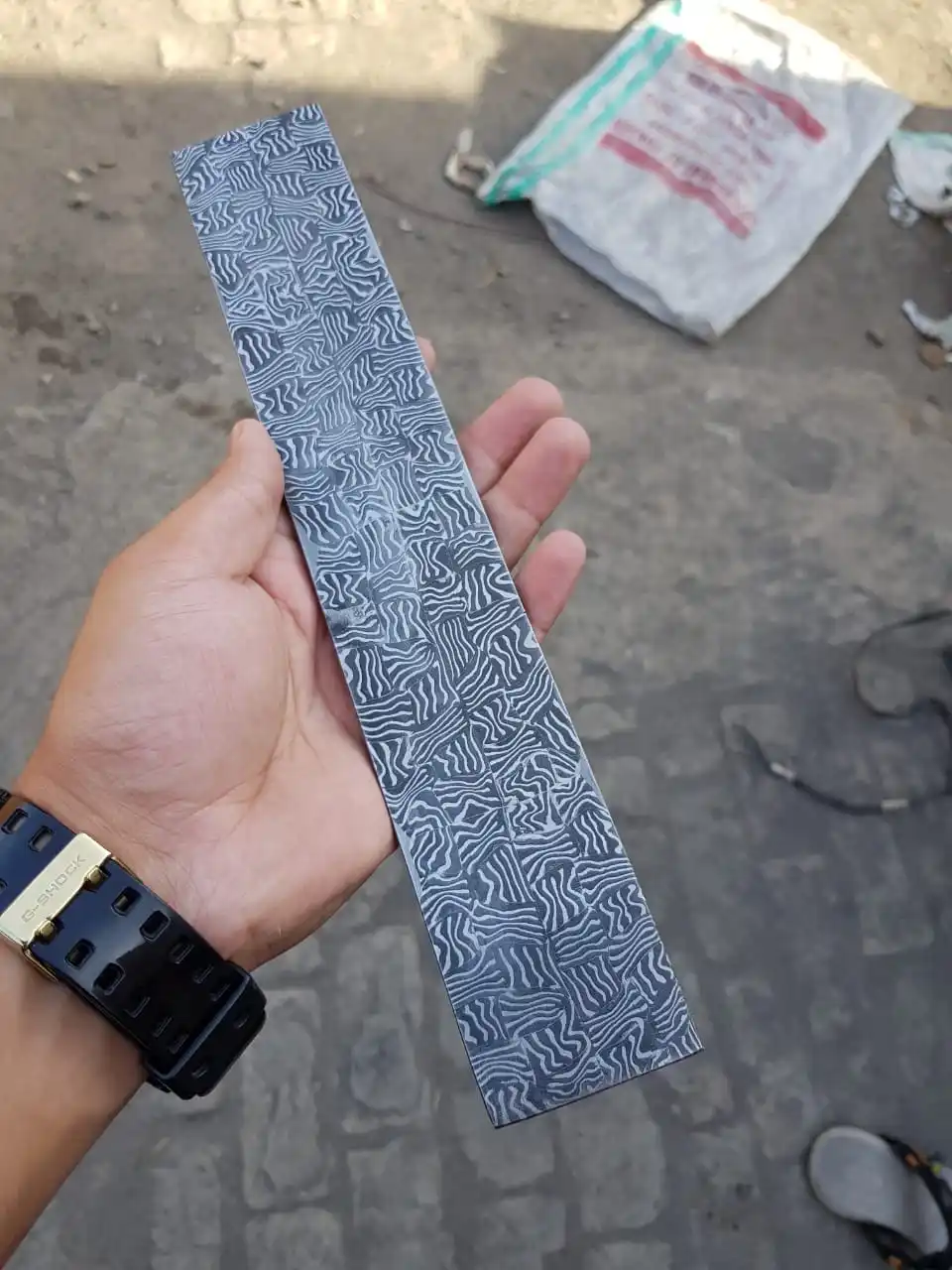 
Damascus steel mosaic basket pattern billet 