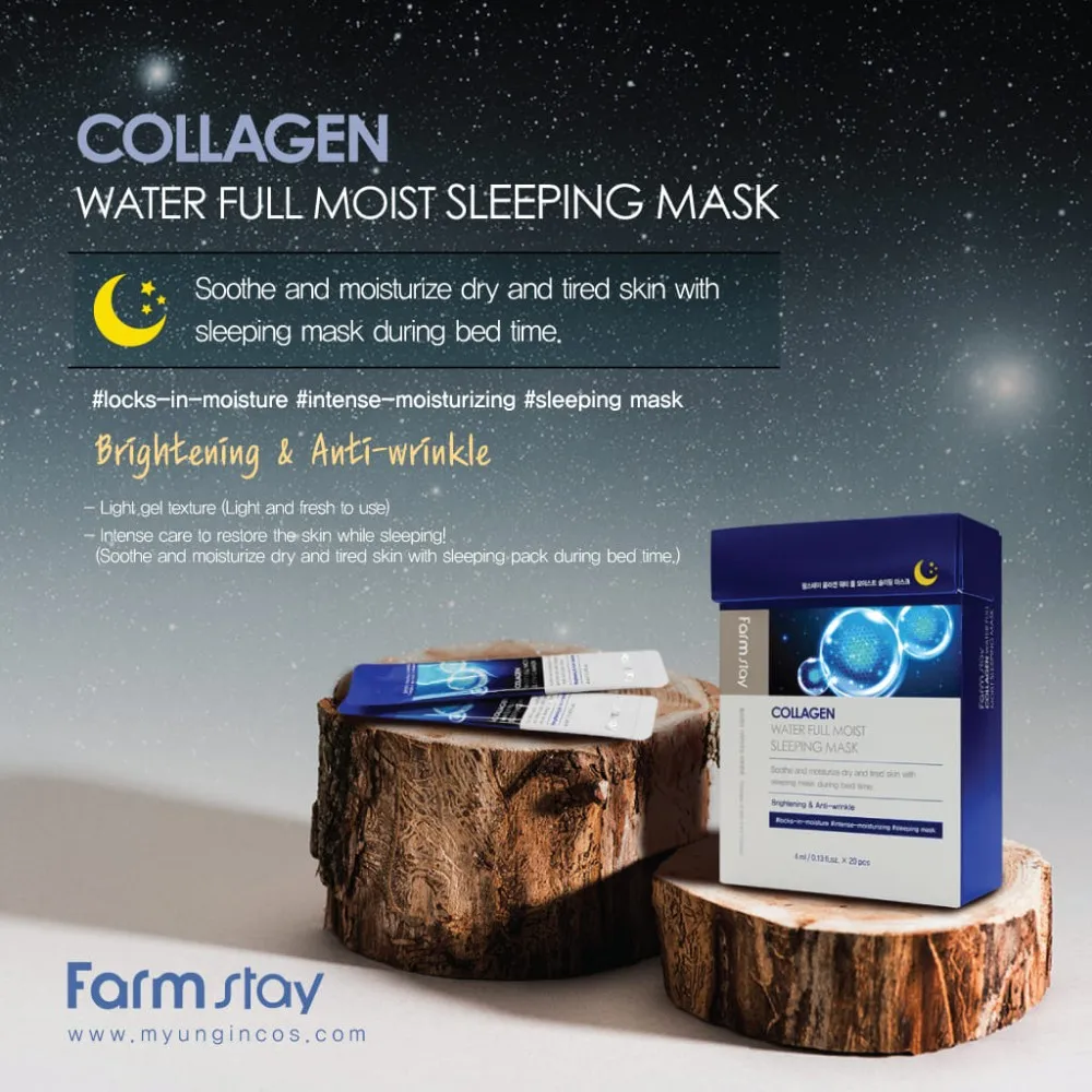 Korean Cosmetic Farmstay Collagen Water Full Moist Sleeping Mask Cica Farm Moisturizing Face