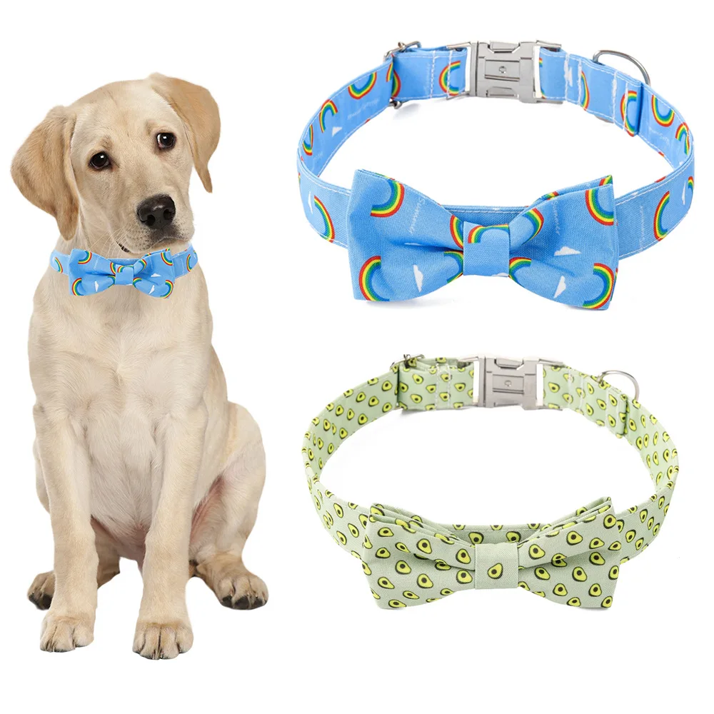 

Cross-border New Pet Collar Bowknot Cat and Dog Fashion Blue Green Pattern Pet Supplies Manufacturers