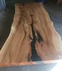 Industrial Black Epoxy Resin Live Edge Solid Wooden Dinnning Table