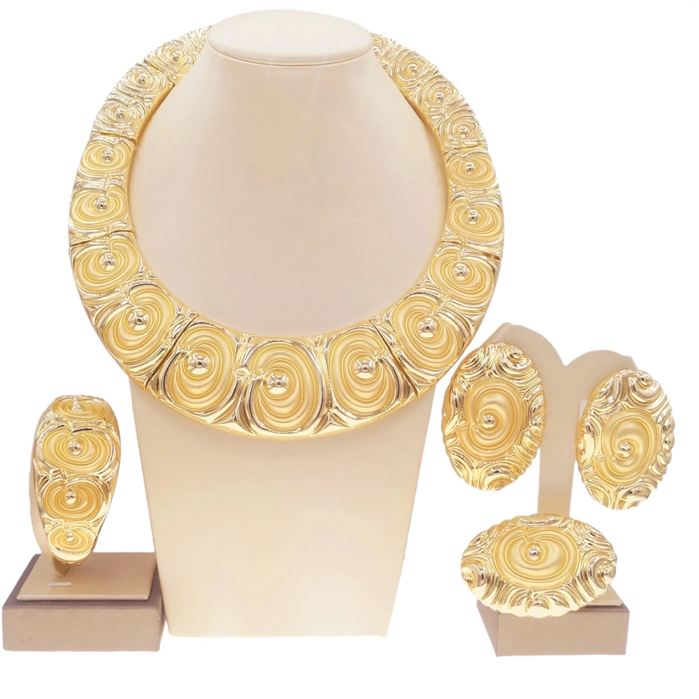 

Yulaili Fashion Italian Gold Style Large Jewelry Set and Elegant Glamour Women's Dinner Large Earring Jewelry Set