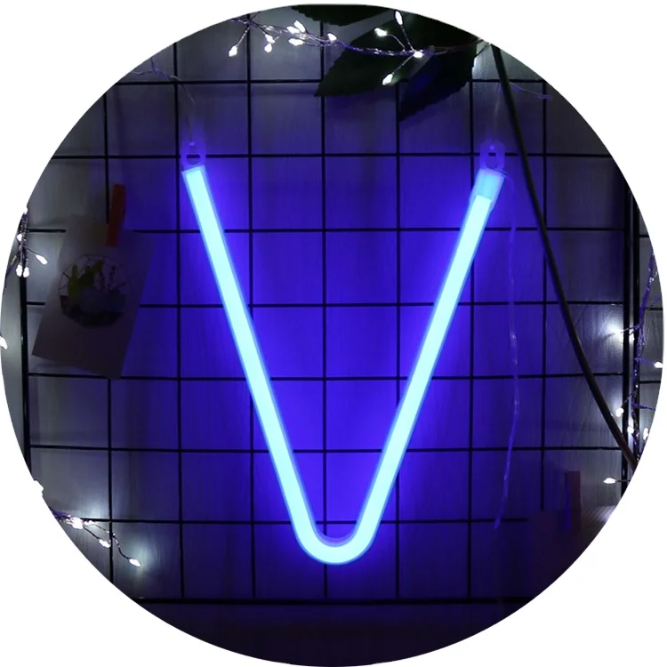 Amazon Hot Sale Blue Letter V indoor use rope neon light