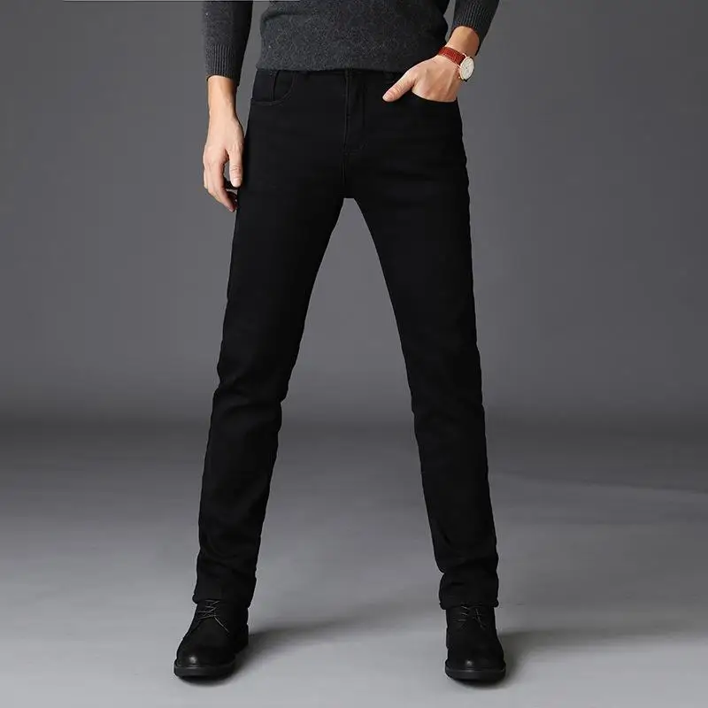 

High Quality 2021 Spring New Men's Stretch-fit Jeans Business Casual Classic Style Fashion Denim Trousers Male Black Pants