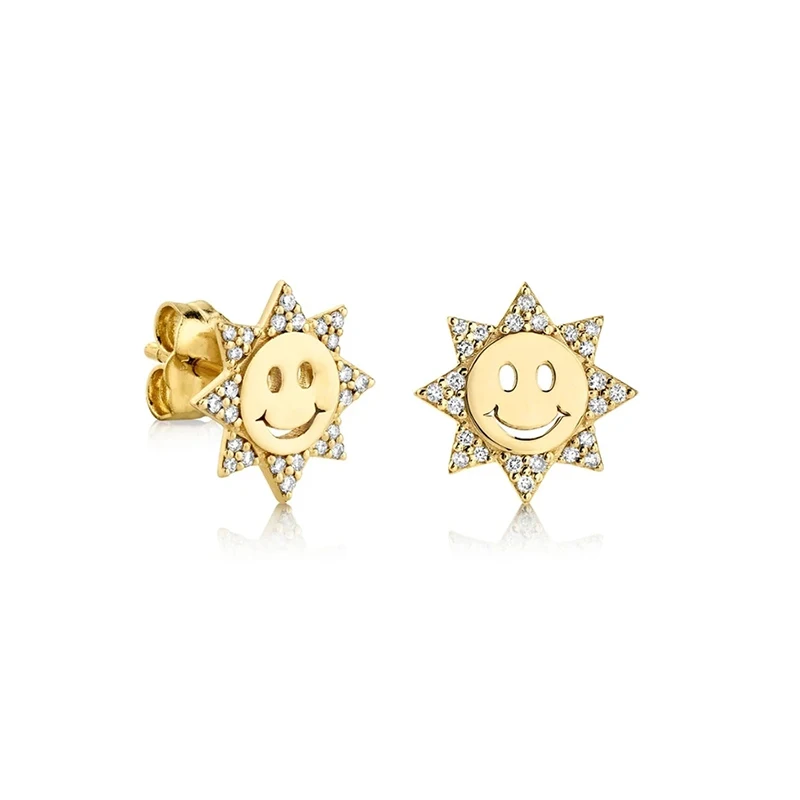 

Roxi Factory Wholesale Jewelry Personality Sun smile face Earrings S925 Sterling Silver