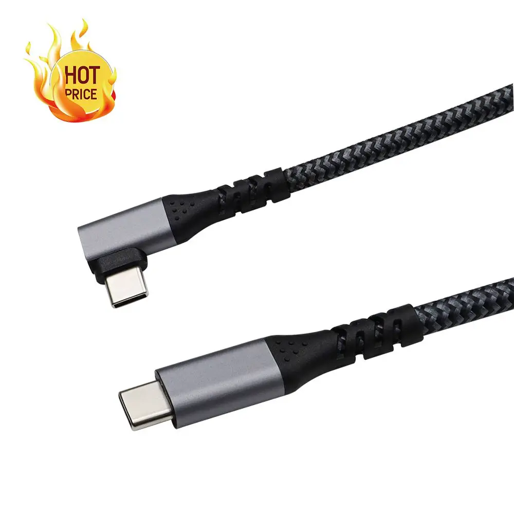 

New Arrival Power Charge Data Sync Right Angle USB C Cable Compatible with Thunderbolt 3 4 USB 3.2 3.1 3.0 Type C for Laptop, Black/grey