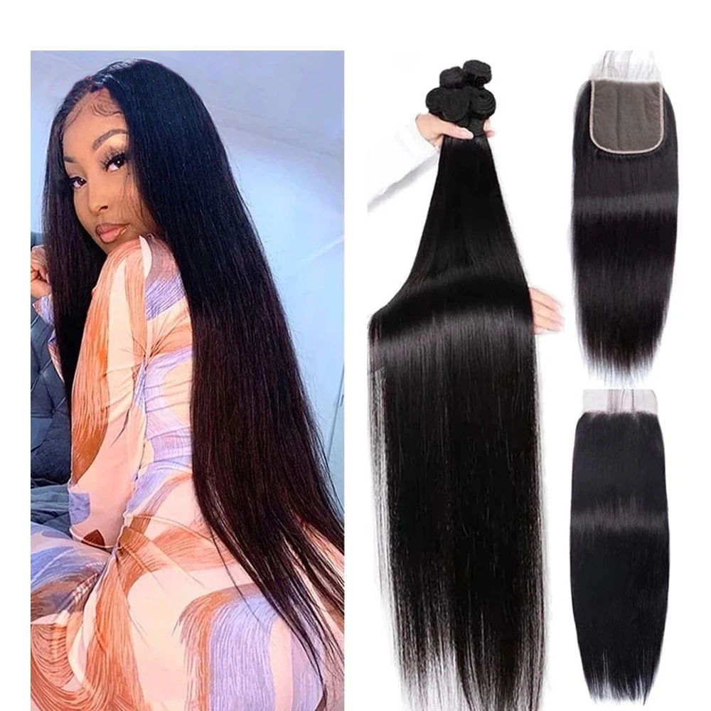 

Bone Straight Hair Bundles Brazilian Hair Weave Bundles cheveux humains 100% Bundles 30 32 34 36 38 Inch Remy Hair 3 4 Pieces