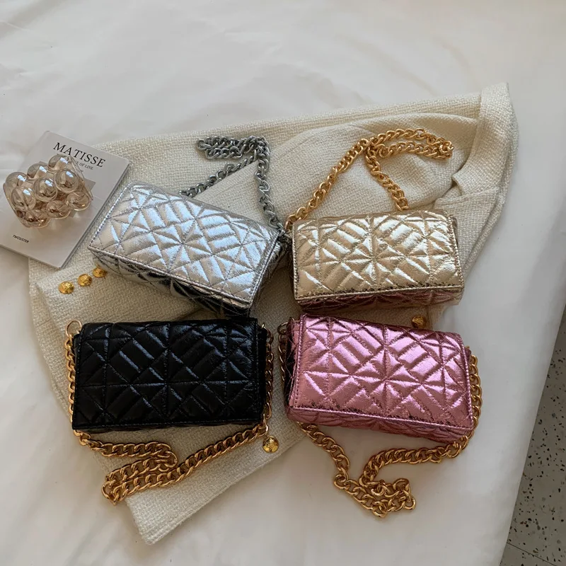 

Famous Branded Women's Shoulder Bags 2021 Thick Chain Quilted Shoulder Purses And Handbag Women Clutch Bags Ladies Hand Bag