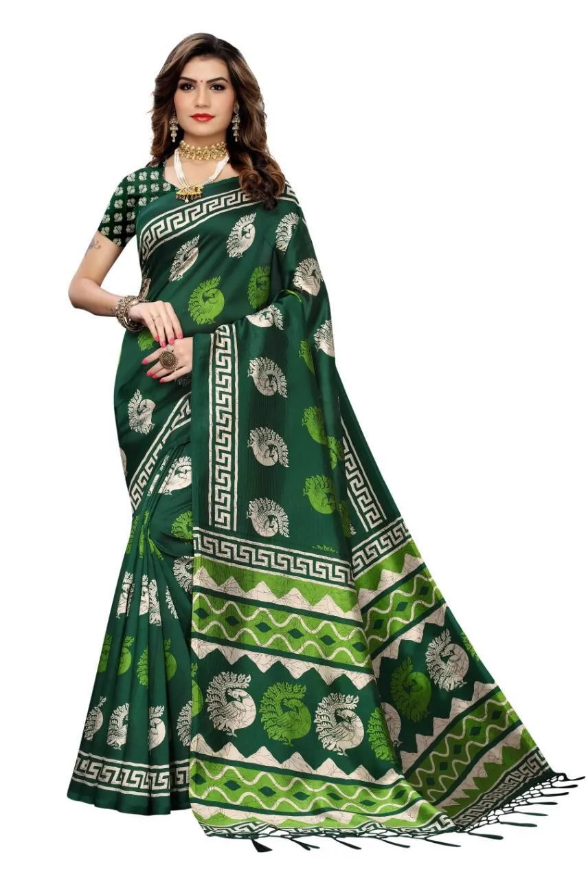 Peegli Saree Sari Décontracté Bollywood Sari Imprimé en Soie Khadi pour Femmes