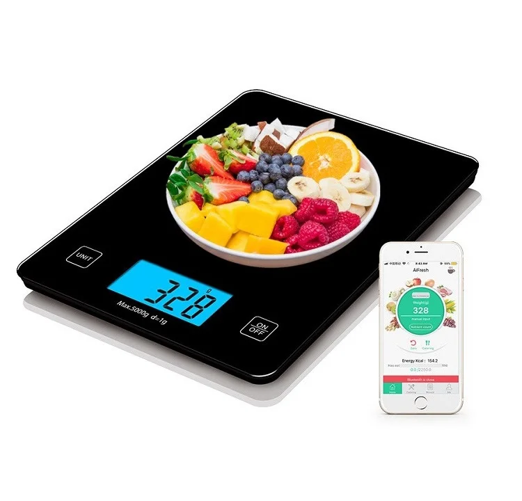 

Digital Kitchen Baking Cooking Nutritional Calculator Calorie Weight Smart Wireless Nutrition Food Scale, Black/silver