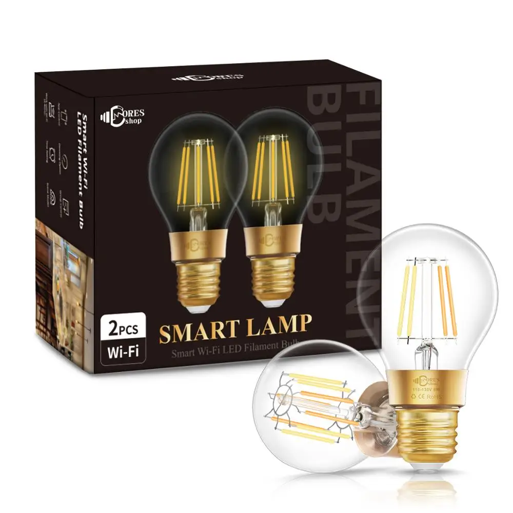 Tuya Smart Edison Warm/Cool White (2200-6500k) Retro Filament Bulb Vintage Dimmable WIFI Bulb Works with Alexa, Google Home