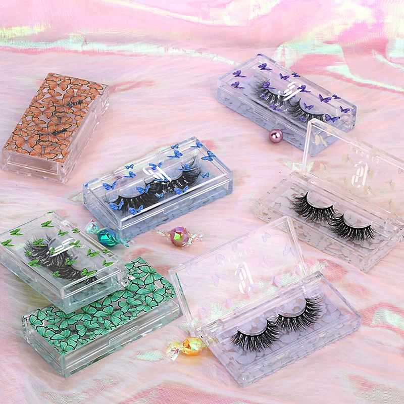 

Lash Vendors Wholesale Natural Lashpackaging Butterfly Box 3d Faux Mink Eyelashes Private Label Acrylic Lash Box, Black