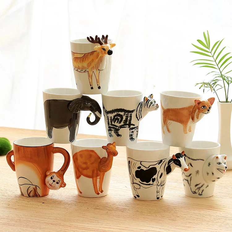 
Logo Customized Hand Painted 3D Animal Ceramic Mug Cup Creative Individual Cartoon Dinosaur Ceramic Coffee Mugs Cup 