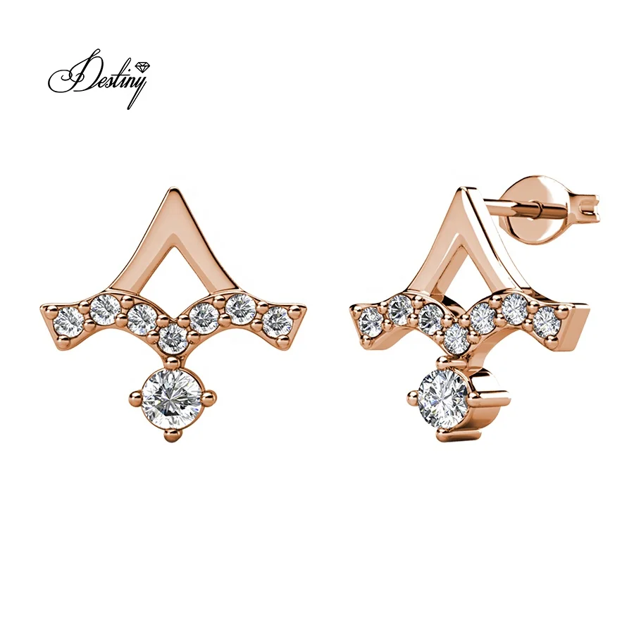 

Destiny Jewellery 2020 Fashion Premium Grade Crystal from Austria Anchor Pave Stud Earrings, White /rose gold