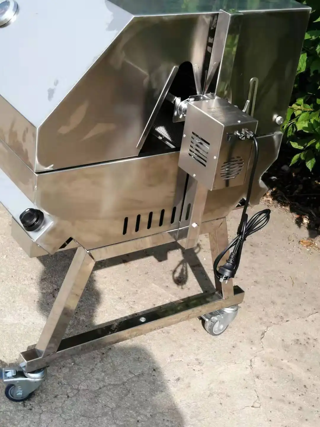 Portable Bbq Rotisserie Dual Fuel Commercial Gas Spit Roaster With Hood