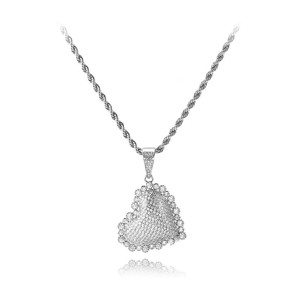 

gold plated diamond iced out tennis chain heart pendant neclace, Golden