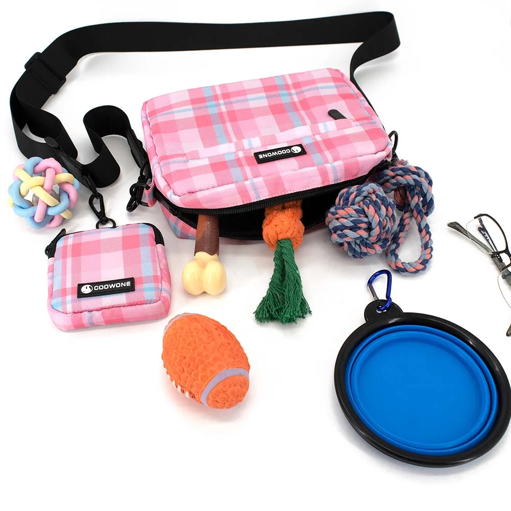 

Custom Dog Bum Shoulder Bag with Small Treat Pouch Walking Bag Dog Fanny Backpack Solid Color Dog Supplies Travel Bag
