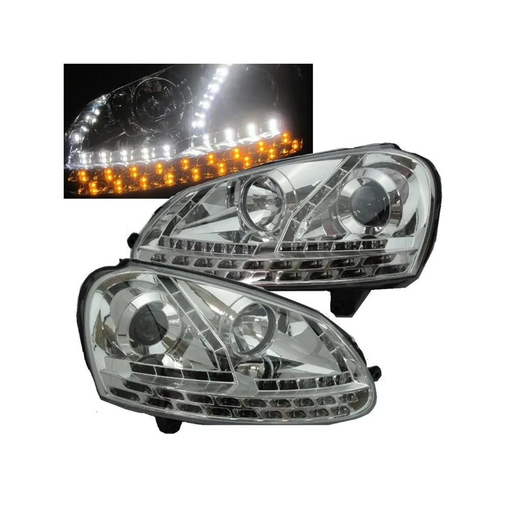 

JETTA A5 1K5 MK5 06-11 Projector LED R8Look Headlight Chrome for Volkswagen LHD