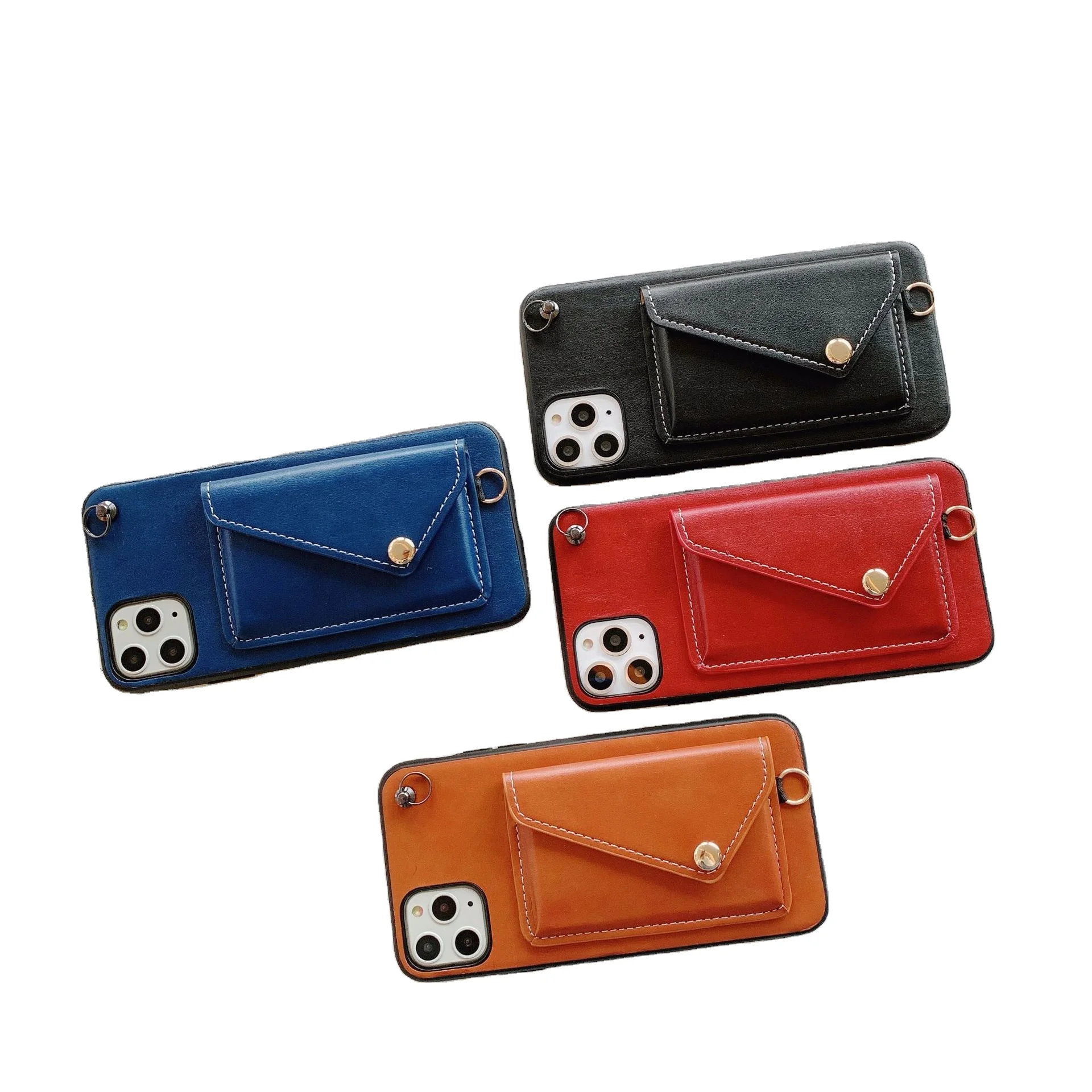 

PHT-024 Women Wallet-style Card Slots Holder Mobile Phone Case with Shoulder Strap Necklace Leather Cellphone Case, Multi-colors