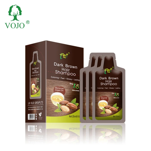 

Factory free sample permanent hair dye fast magic black vojo hair shampoo with Morocco argan oil vitamin E for color protection, Black, dark brown