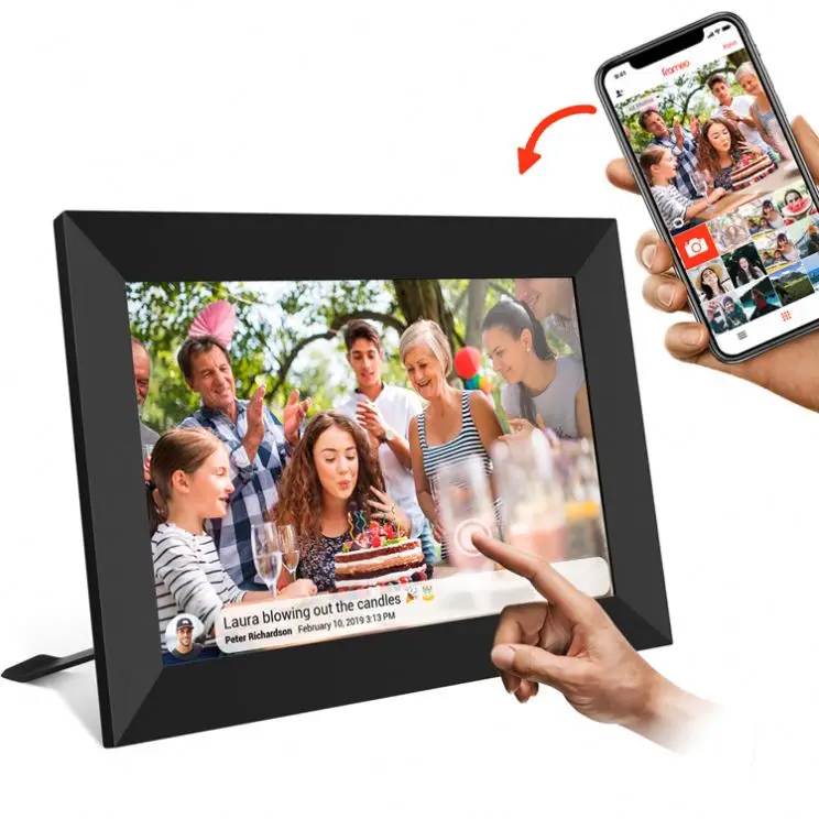 

10 inch bedroom living room kitchen nice and easy to use WiFi digital photo frame smart wifi cloud picture frame, Black/white